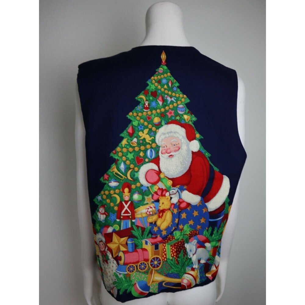 WOMEN'S CHRISTMAS TREE SANTA CLAUS THEMED COTTON VEST - SIZE M - Picture 4 of 5